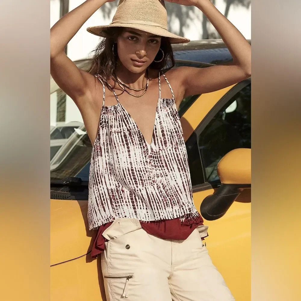 ANTHROPOLOGIE NWOT Olivia Layered Cami in Neutral Motif